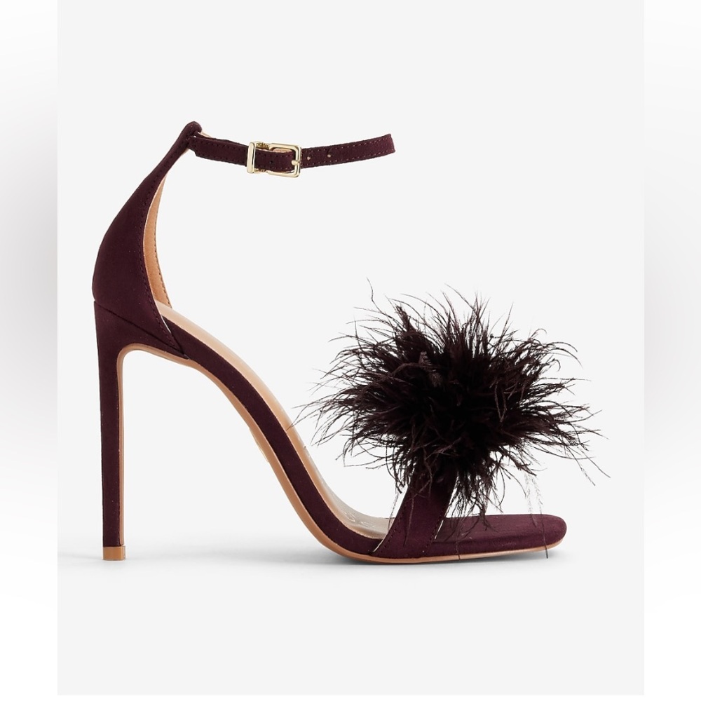 Feather toe open heel sandal size 8 wine